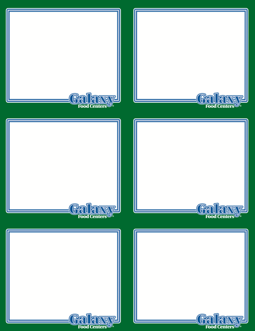 Galaxy Supermarket Shelf Signs- Produce- 6 up per sheet- Laser Compatible -600 signs - screengemsinc