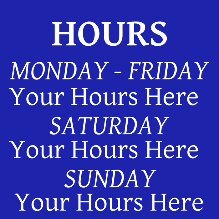 Store Hours Static Clings-Royal Blue