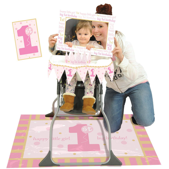 Baby 1st Birthday Highchair Decorating Kits-Pink- 6 kits