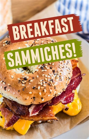 Breakfast Sandwiches Floor Stand Stanchion Sign-Fun