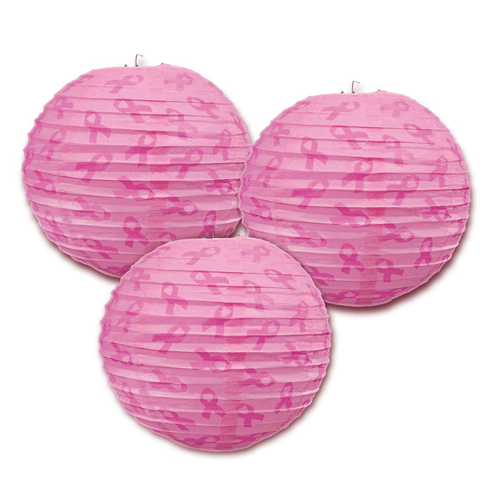 Breast Cancer Awareness Pink Ribbon Ceiling Display Lanterns-18 pieces