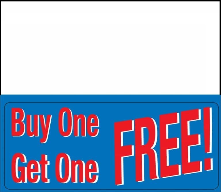 Buy One Get One Free Shelf Signs -Price Cards -5.5" W x 7" H -10 signs