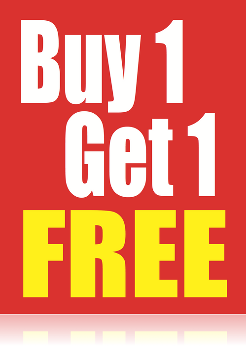 Buy 1 Get 1 Free Standard Poster-Floor Stand Savings Signs-22x28