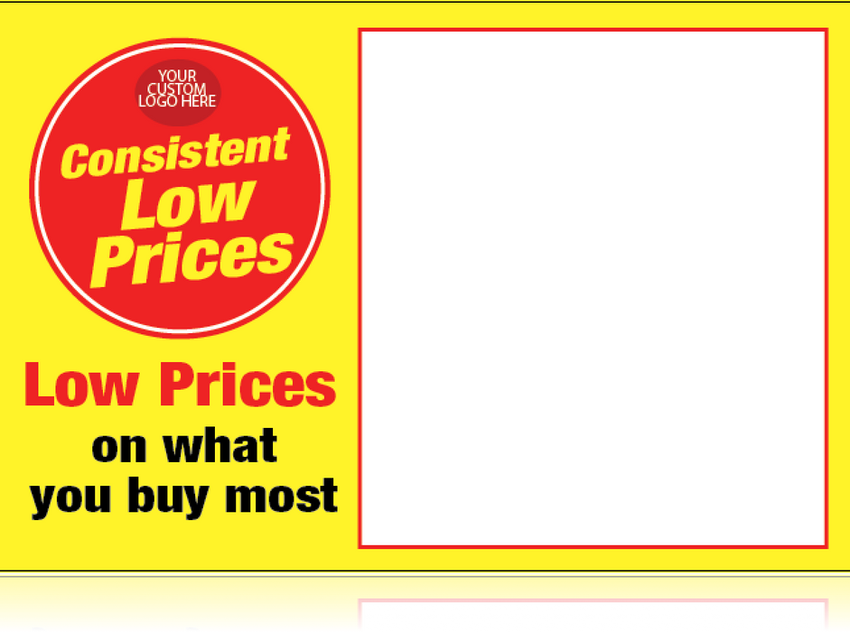 Consistent Low Prices Shelf Signs Price Cards-7"W x 5.5" H -1000 signs