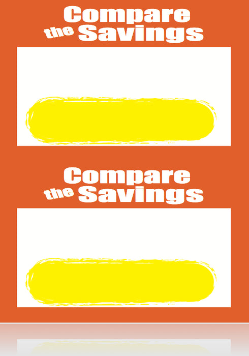 Compare The Savings Shelf Signs 2UP Laser Compatible Price Cards