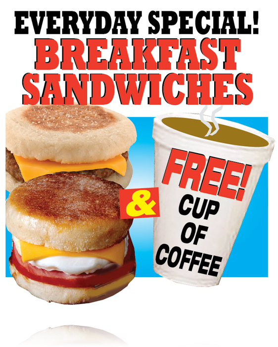 Breakfast Sandwiches Counter Top Easel Sign