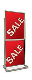 Floor Stand Stanchion Sign Holder-Double Tier 