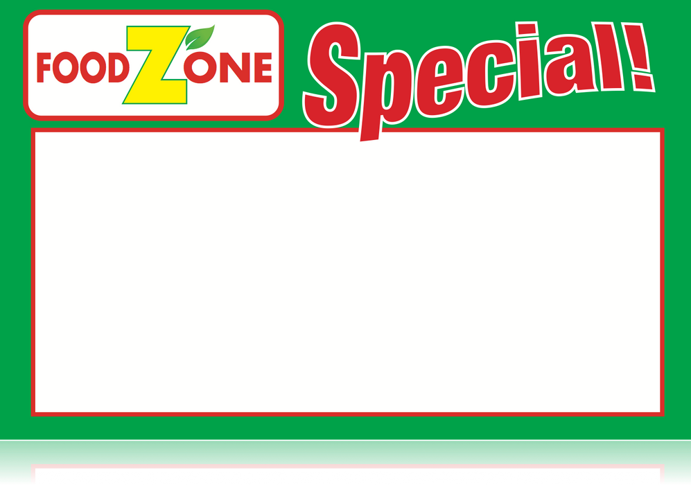 Food Zone Supermarket Shelf Signs-Price Cards -Green-11" W x 7" H -100 signs
