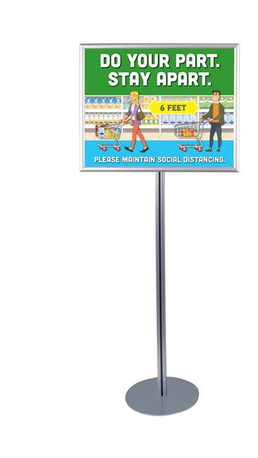 Floor Stand Stanchion Sign Holder-28"H x 22"W Single Sided