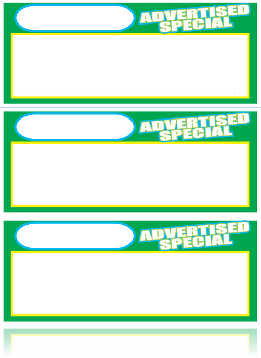 Advertised Special Shelf Signs -Price Cards Laser Compatible