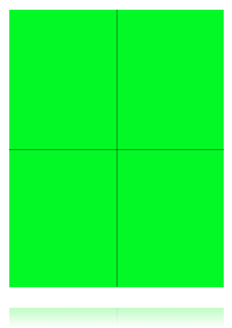 Green Fluorescent Shelf Signs 8.5"W x 11"H- 4 up -400 signs - screengemsinc