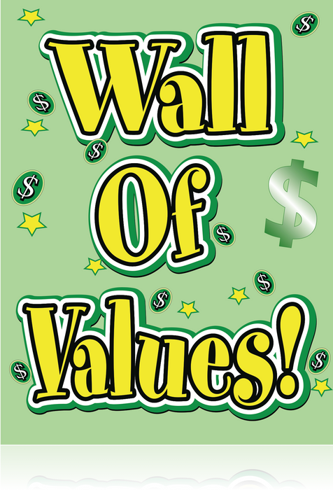 Wall of Values Hanging Sign-22" W x 28" L