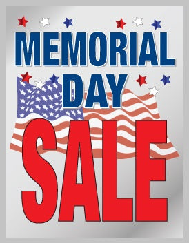 Memorial Day Sale Window Signs Poster-36" W x 48" H