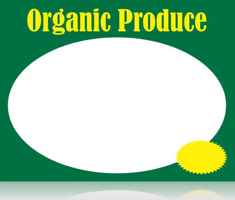 Organic Produce Price Cards Shelf Signs -1UP Laser Compatible 11"W x 8.5"H -100 signs