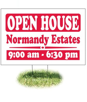 Open House Lawn Yard Signs for Real Estate-Custom Printed 24"W x 18"H