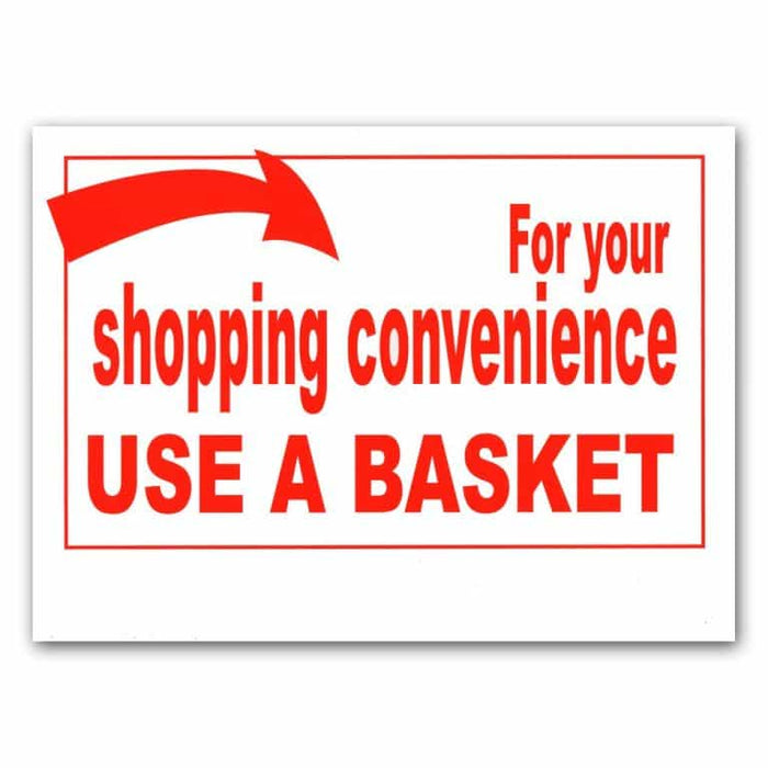 Shopping Baskets Hand Baskets Store Policy Signs- 4 pieces