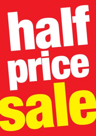 Half-Price Sale Tags-Shelf Signs-8.5 x 11-50 pieces