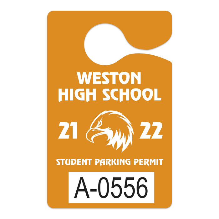 School Hanging Parking Permits-Custom Printed-Numbered -125 pieces