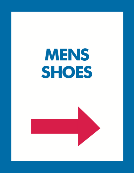 Thrift Store Floor Stand Stanchion Poster Signs-Mens Shoes
