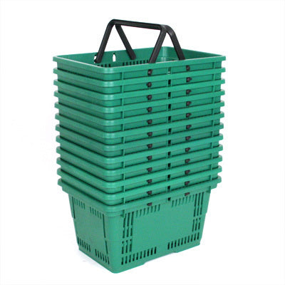 Shopping Hand Baskets Large-Green-set of 12