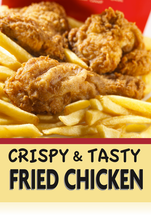 Fried Chicken Window Sign Poster-36"W x 48"H