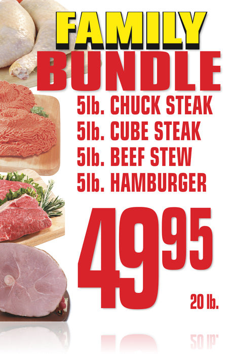 Meat Window Sign or Wall Poster-Family Bundle- 36"W x 48"H