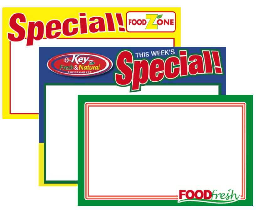 Custom Printed Food Zone, Food Fresh & Key Foods