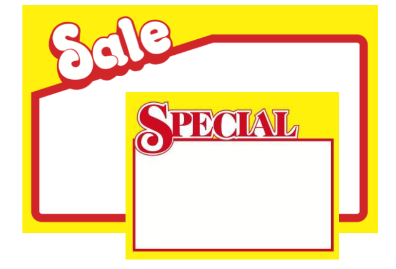 Shelf Signs Price Cards Special & Sale