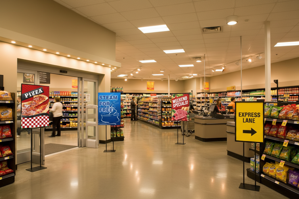 Floor Stand Stanchion Sign Holders