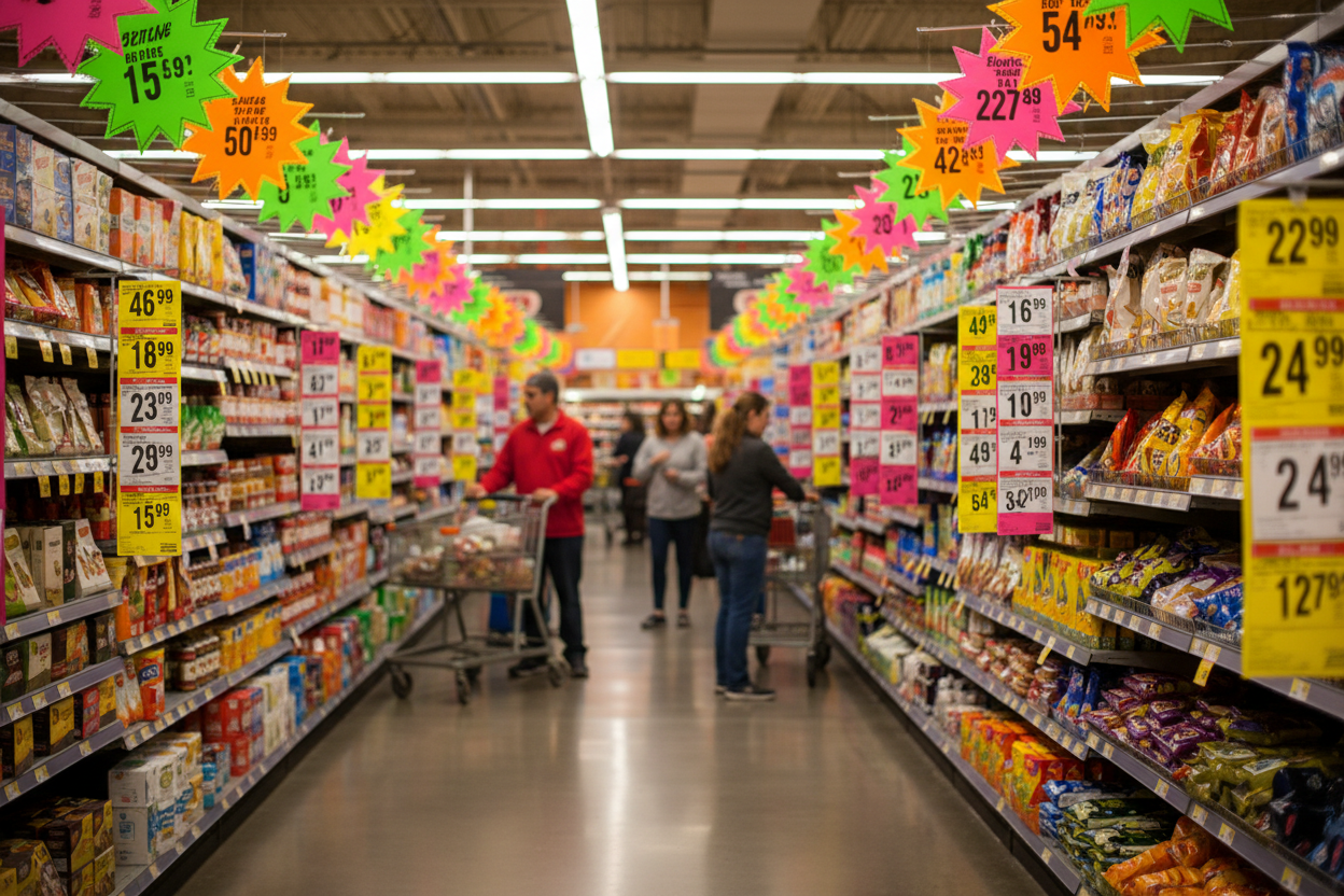Fluorescent Day-Glo Shelf Signs & Retail Price Cards