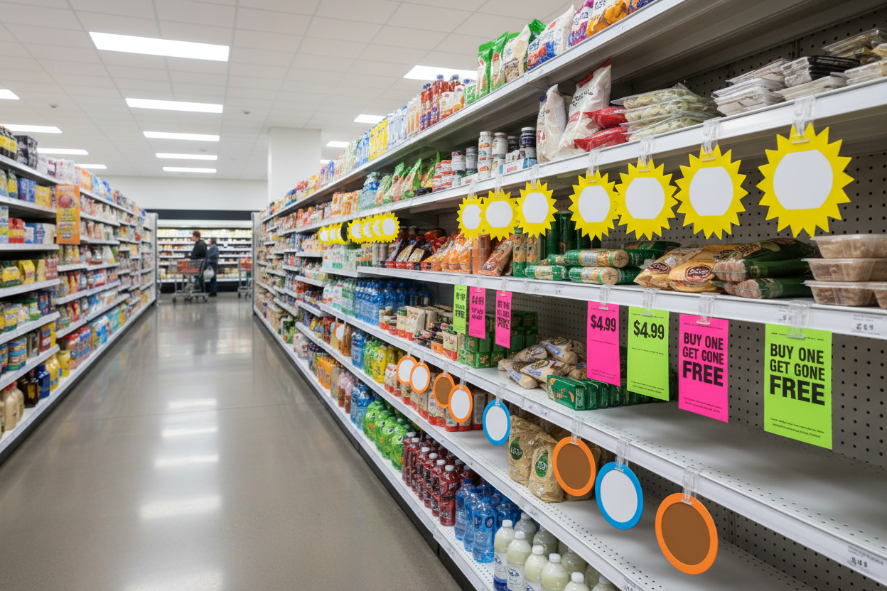 Laser Compatible Shelf Signs In-Store