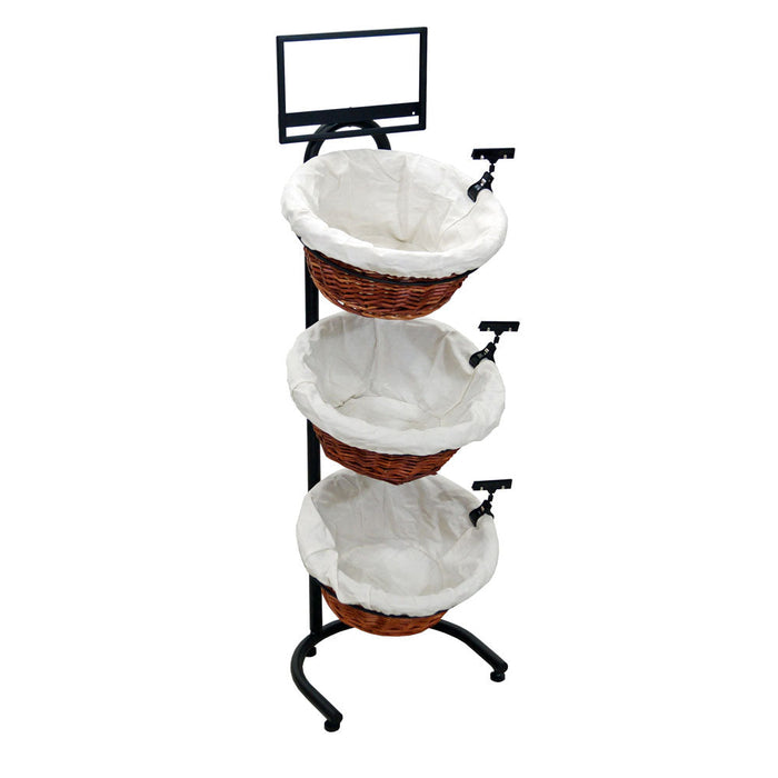 3 Wicker Basket Stand with Cloth Liners