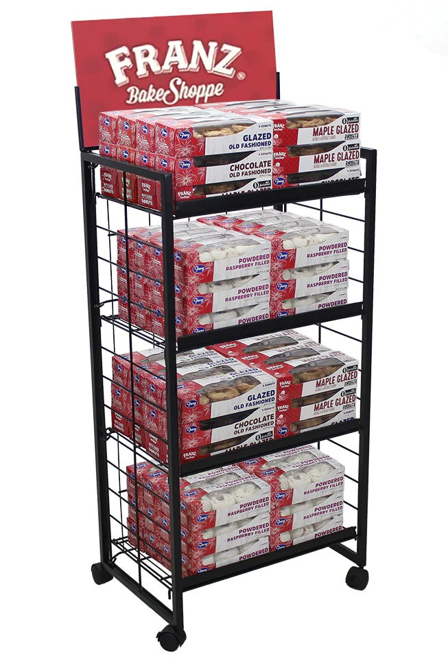 Black Metal 4-Shelf Fold Up Display Rack