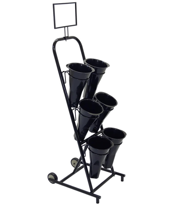Black Metal 6 Vase Floral Cart Mobile Fixture