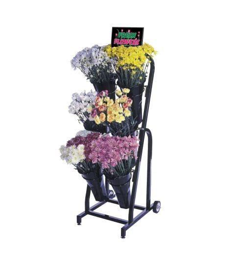 Black Metal 6 Vase Floral Cart Mobile Fixture