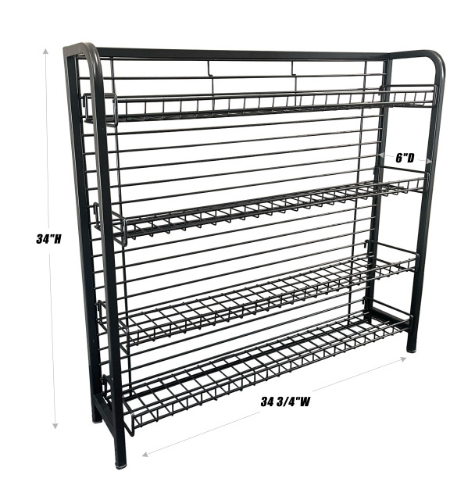 Black Metal 4-Shelf Undermount Display Rack