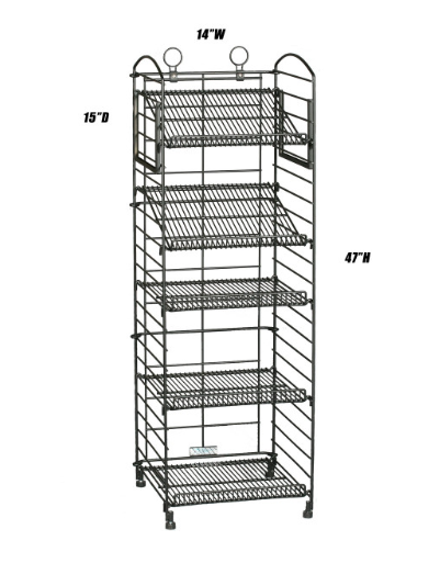 Black Wire Fold-Up 5 Shelves Bakery Display Rack-16"W