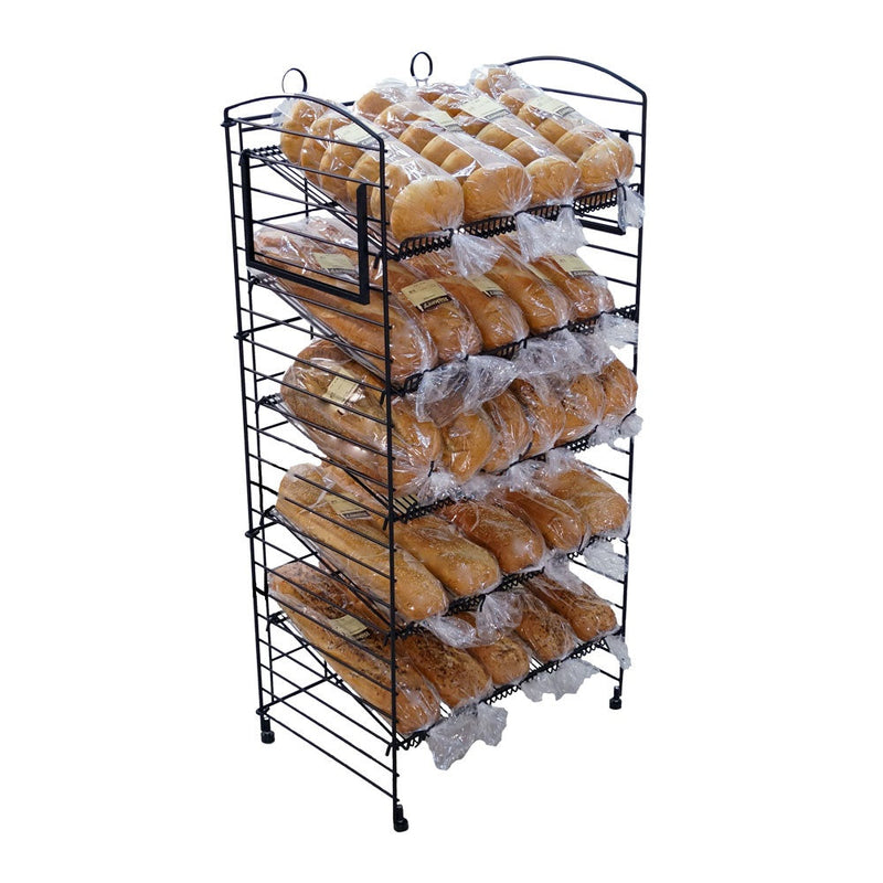Foldable Bread Rack Black Wire Fold-Up 5 Shelves Bakery Display Rack-16