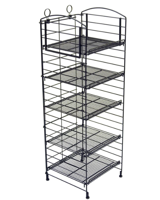 Black Wire Fold-Up 5 Shelves Display Rack