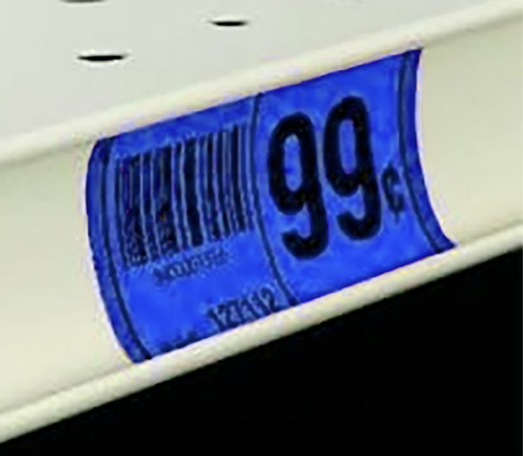 Price Channel Label Backers Chips-UPC Barcode Blue Transparent -2.5"L x 1.25"H -1000 pieces