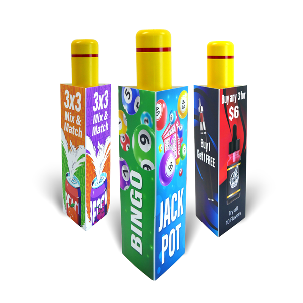 Bollard Covers - Custom Printed - Fits 8" x 8.5" Diameter Poles - 5 Pieces