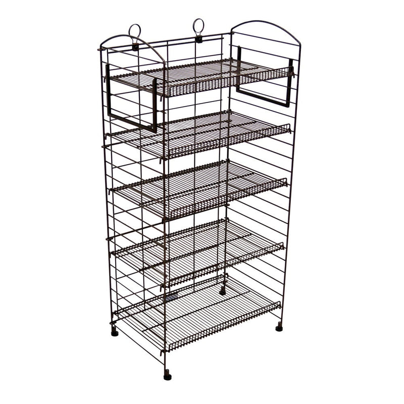 Black Wire Fold-Up 5 Shelves Display Rack-22"W