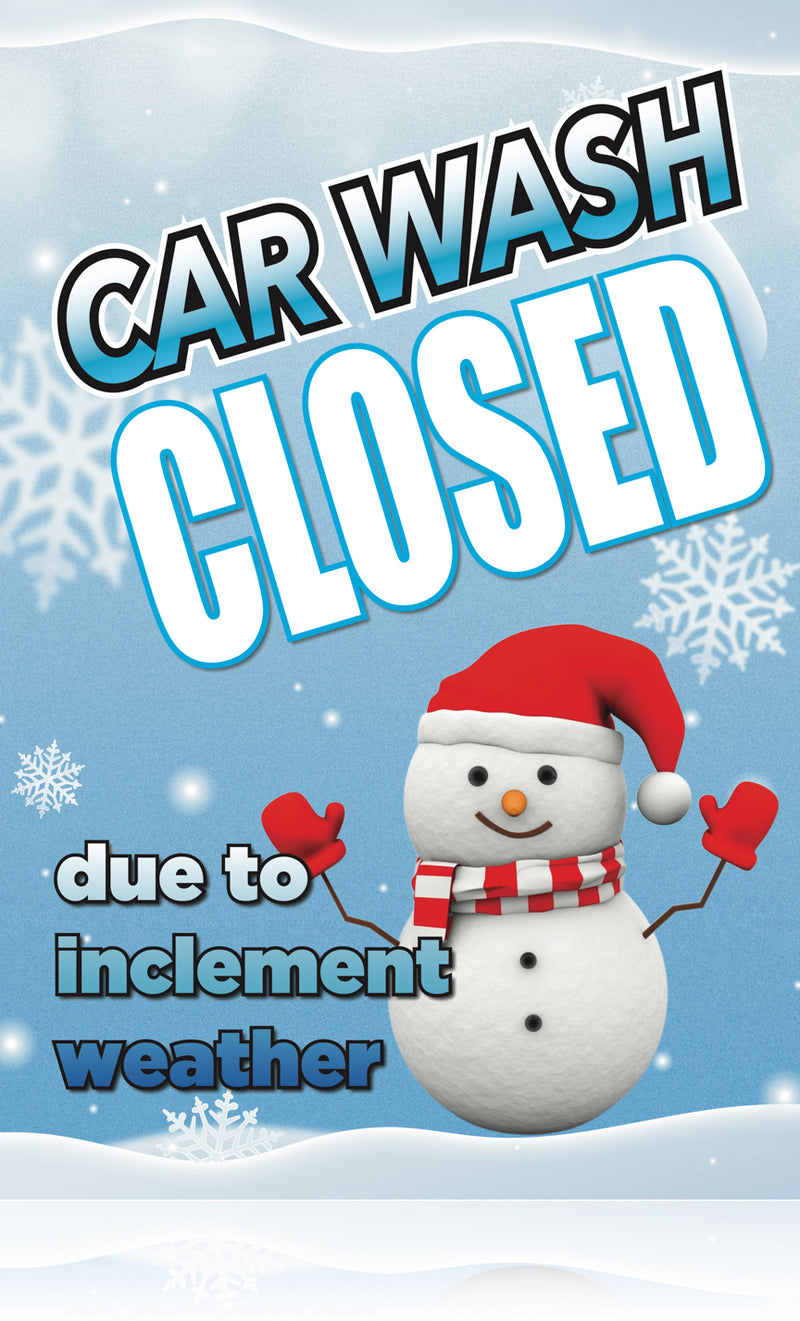 Car Wash Closed Sidewalk A Frame Sign Insert 24" W x 36" H