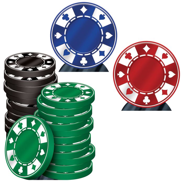 Casino Poker Chips Display Prop Stand-Up- 3 pieces