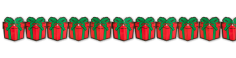 Christmas Gift Box Display Garland Decorations – 4.5 in x 12 ft | 6-Pack