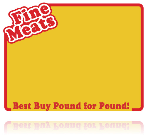 Fine Meat Shelf Signs- 5.5"W x 3.5"H-100 signs