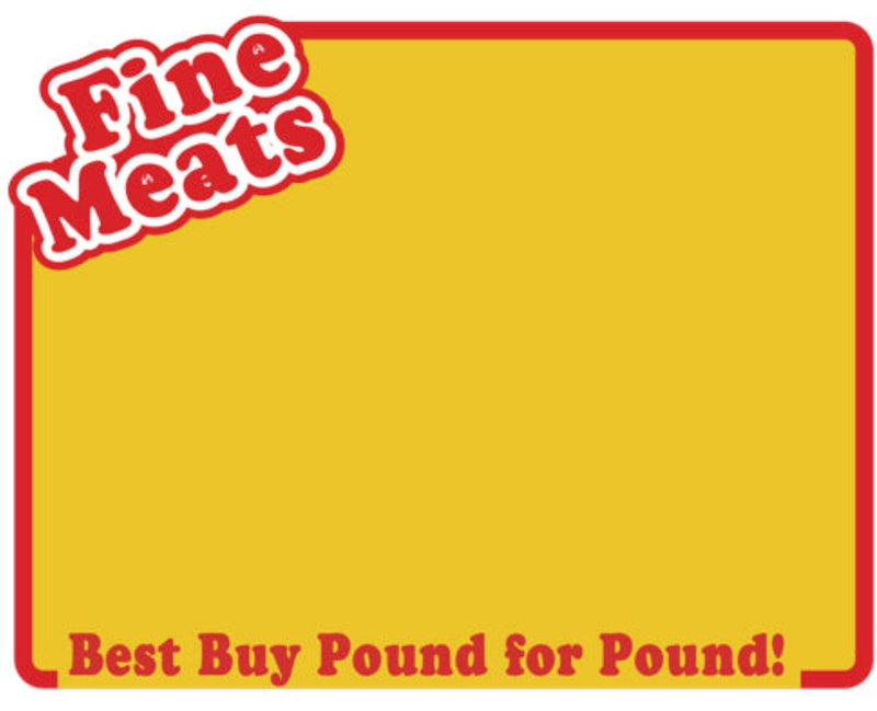 Fine Meat Shelf Signs- 5.5"W x 3.5"H-100 signs
