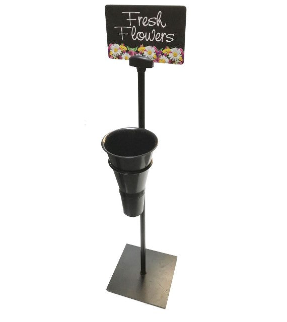 Floral Stand Display with Single Bucket Holder, Bucket and Sign