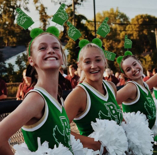 #1 Green Foam Hand & Marabou Headwear-12 pieces