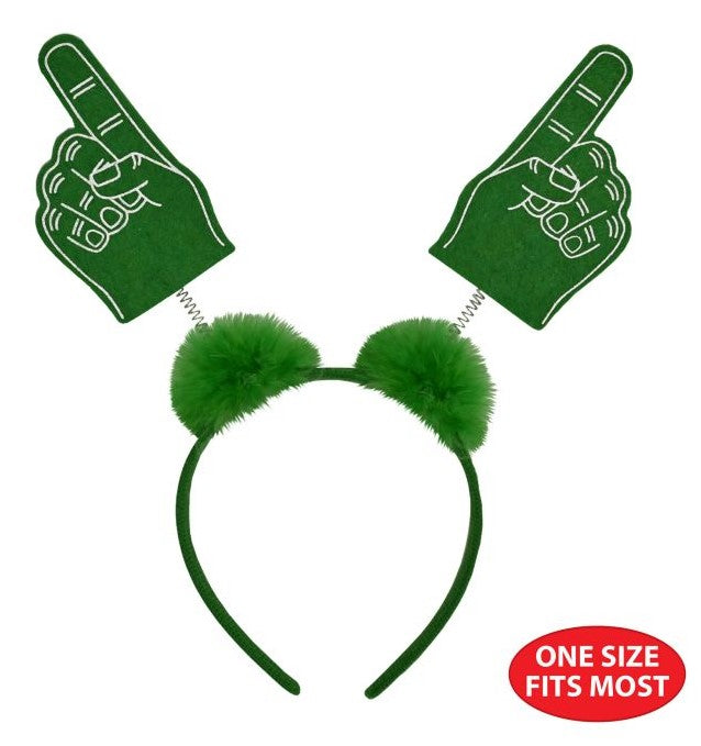 #1 Green Foam Hand & Marabou Headwear-12 pieces